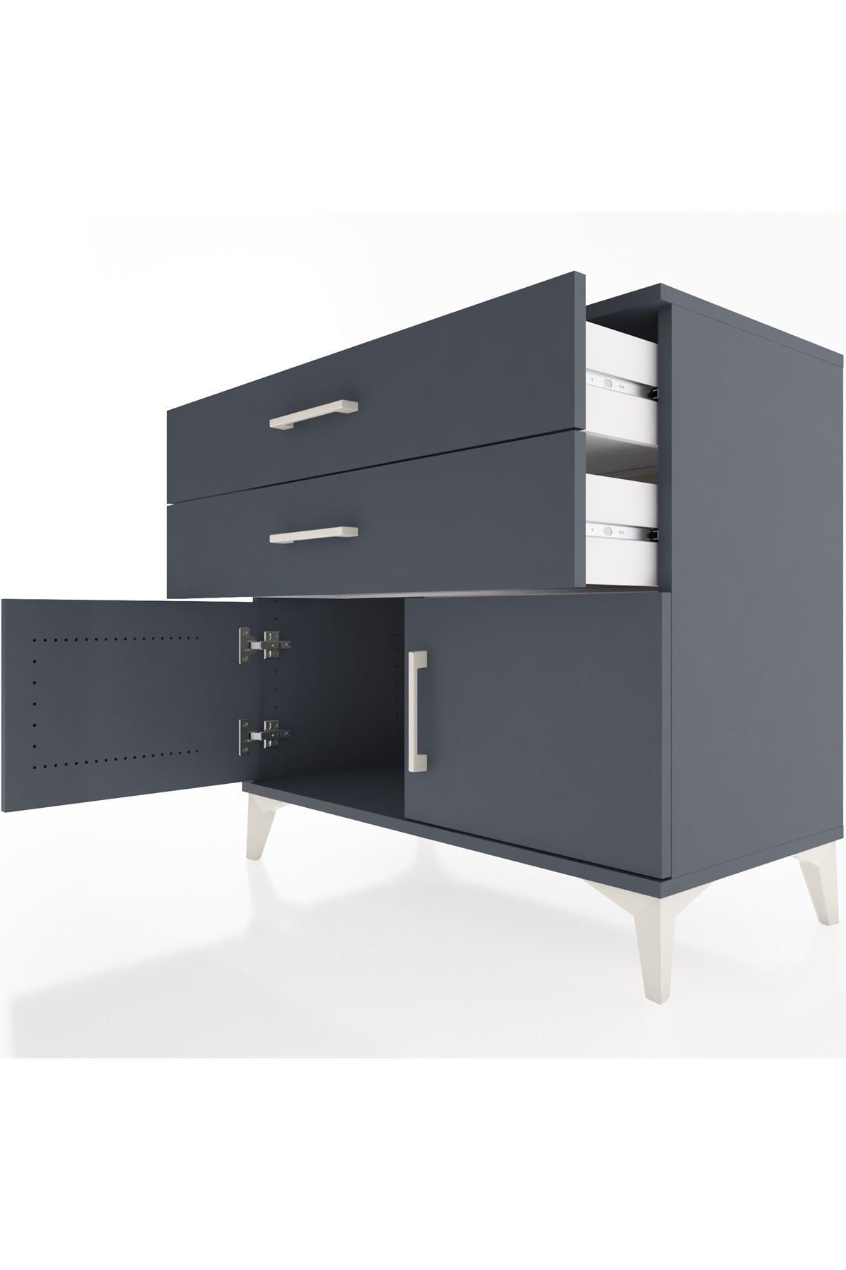 Hyperion Şifonyer 2 Çekmeceli 2 Kapaklı 88x44x80 Antrasit-Antrasit