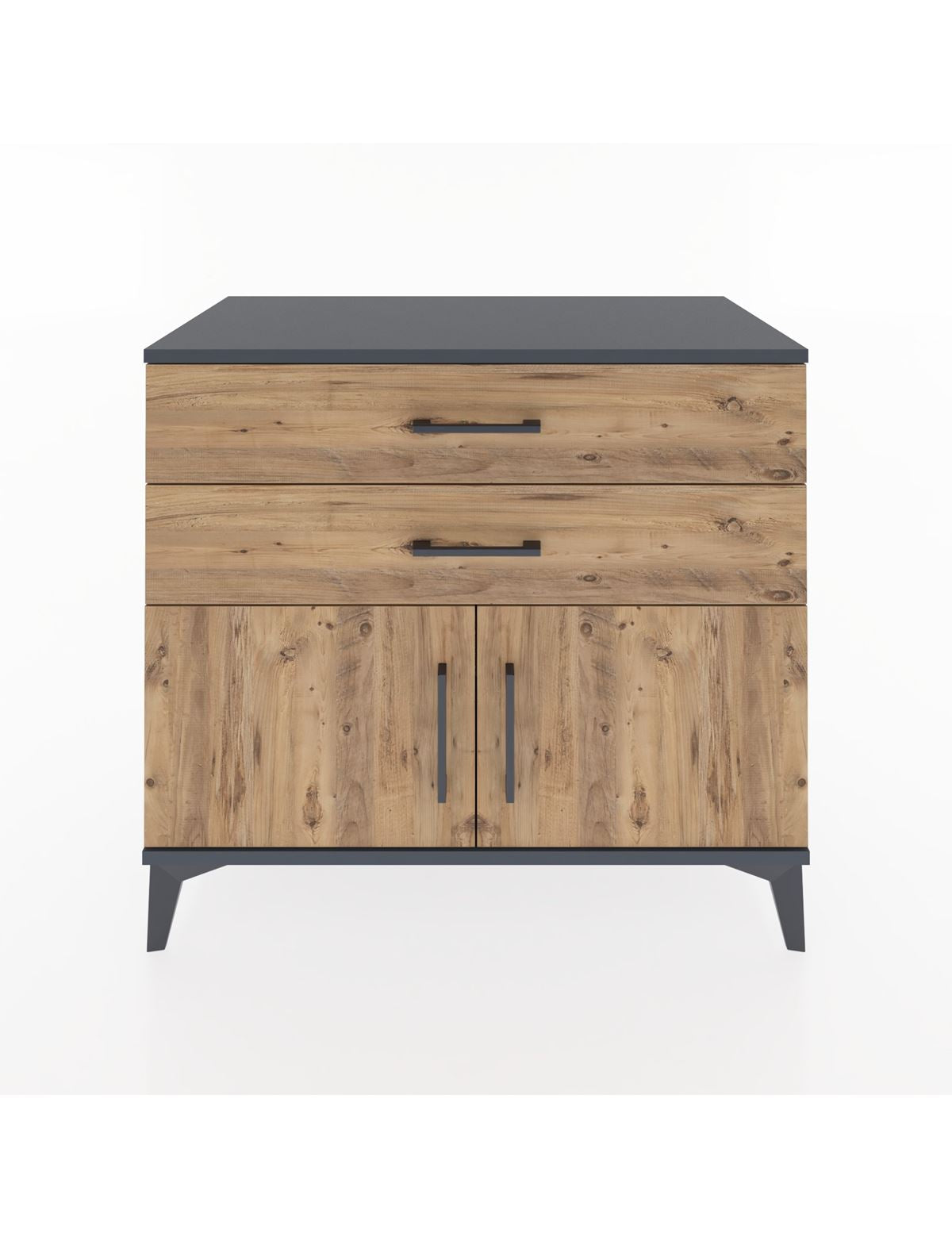 Hyperion Şifonyer 2 Çekmeceli 2 Kapaklı 88x44x80 Antrasit-Çam