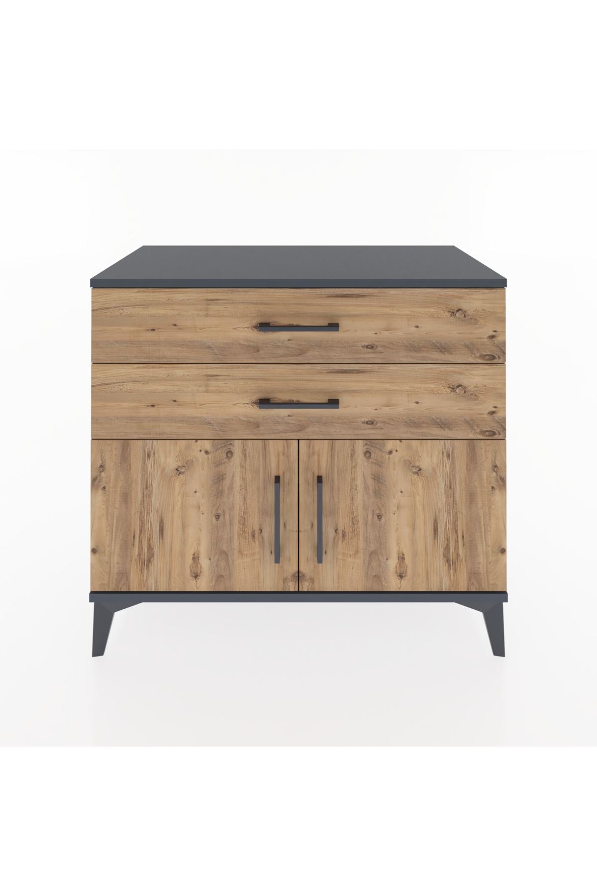 Hyperion Şifonyer 2 Çekmeceli 2 Kapaklı 88x44x80 Antrasit-Çam