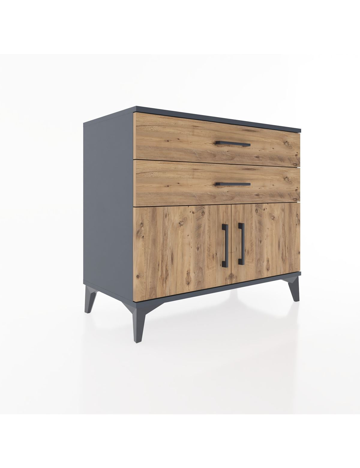 Hyperion Şifonyer 2 Çekmeceli 2 Kapaklı 88x44x80 Antrasit-Çam