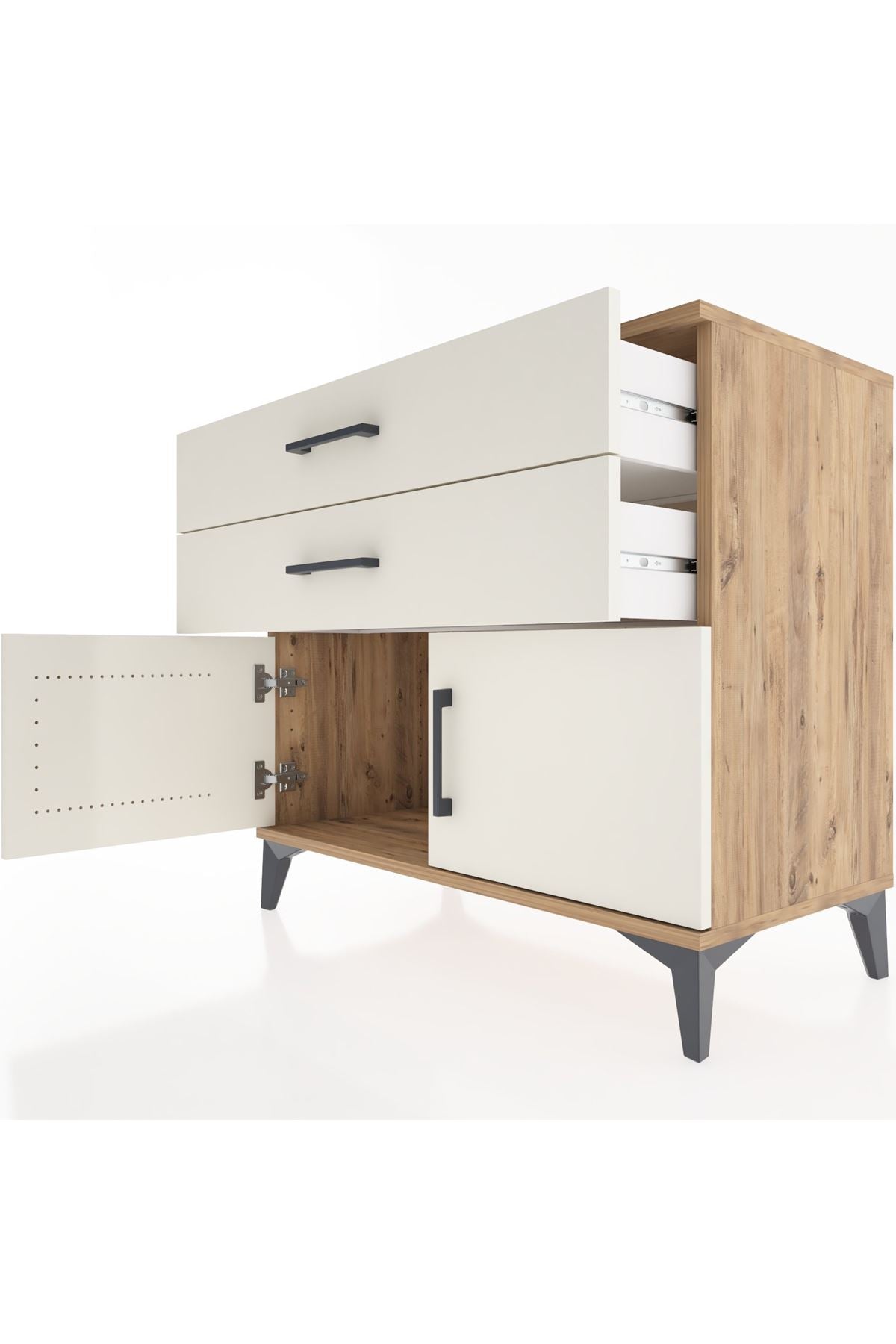 Hyperion Şifonyer 2 Çekmeceli 2 Kapaklı 88x44x80 Çam-Aytaşı