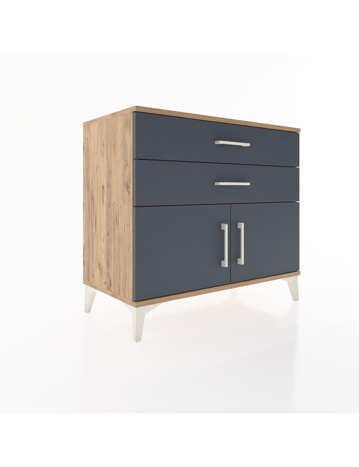 Hyperion Şifonyer 2 Çekmeceli 2 Kapaklı 88x44x80 Çam-Antrasit