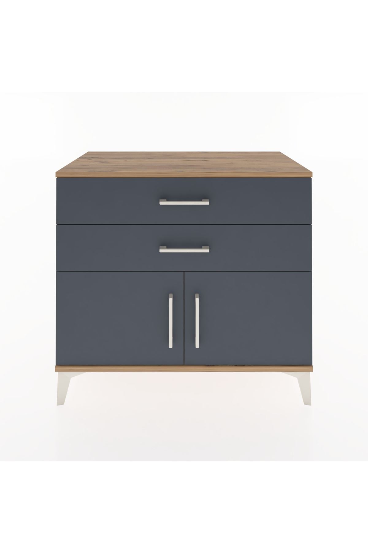 Hyperion Şifonyer 2 Çekmeceli 2 Kapaklı 88x44x80 Çam-Antrasit