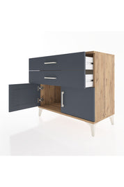 Hyperion Şifonyer 2 Çekmeceli 2 Kapaklı 88x44x80 Çam-Antrasit