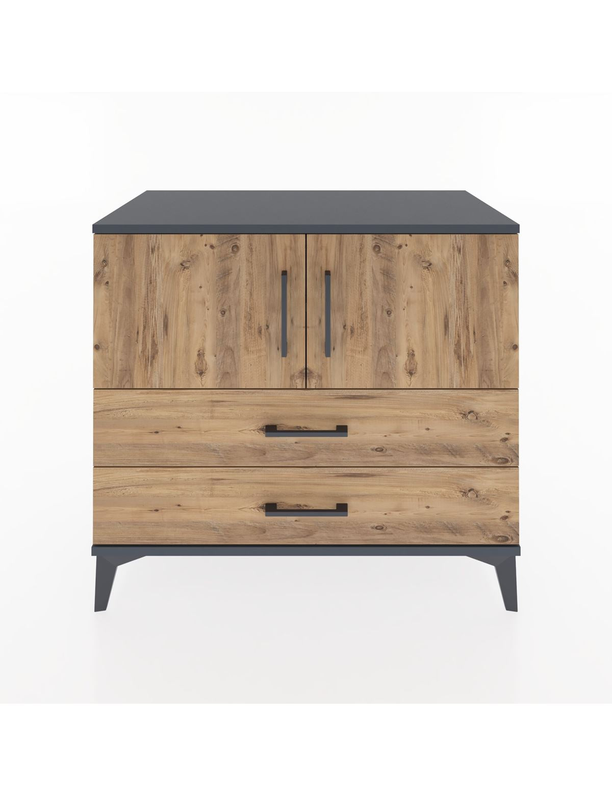 Hyperion Şifonyer 2 Raflı 2 Çekmeceli 2 Kapaklı 88x44x80 Antrasit-Çam