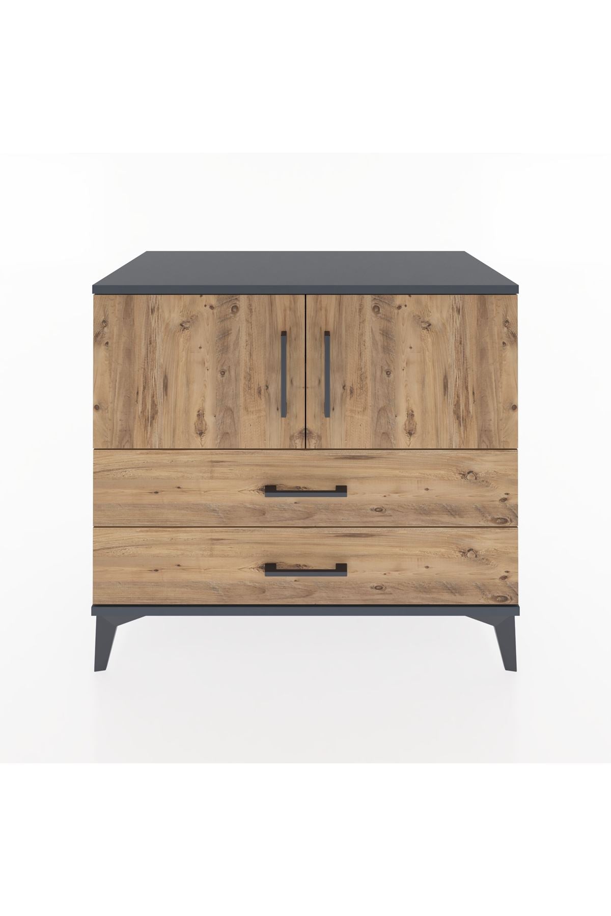 Hyperion Şifonyer 2 Raflı 2 Çekmeceli 2 Kapaklı 88x44x80 Antrasit-Çam