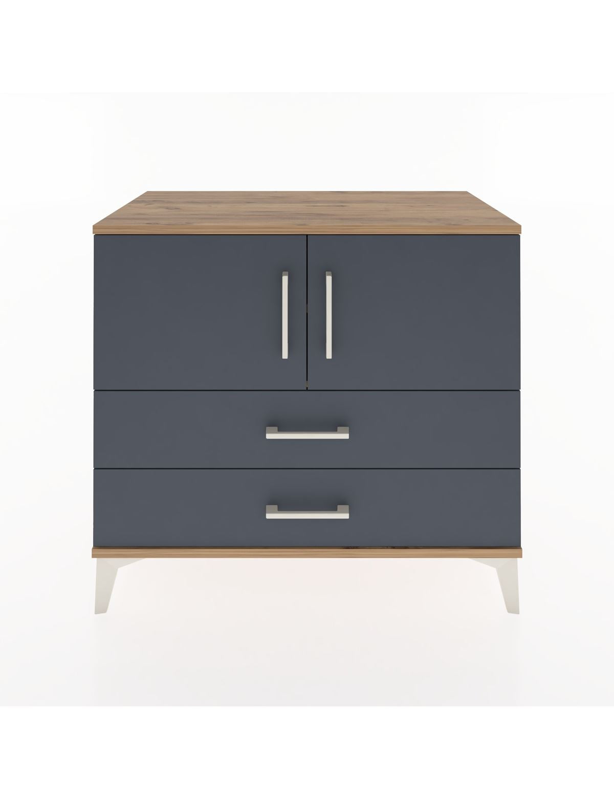 Hyperion Şifonyer 2 Raflı 2 Çekmeceli 2 Kapaklı 88x44x80 Çam-Antrasit