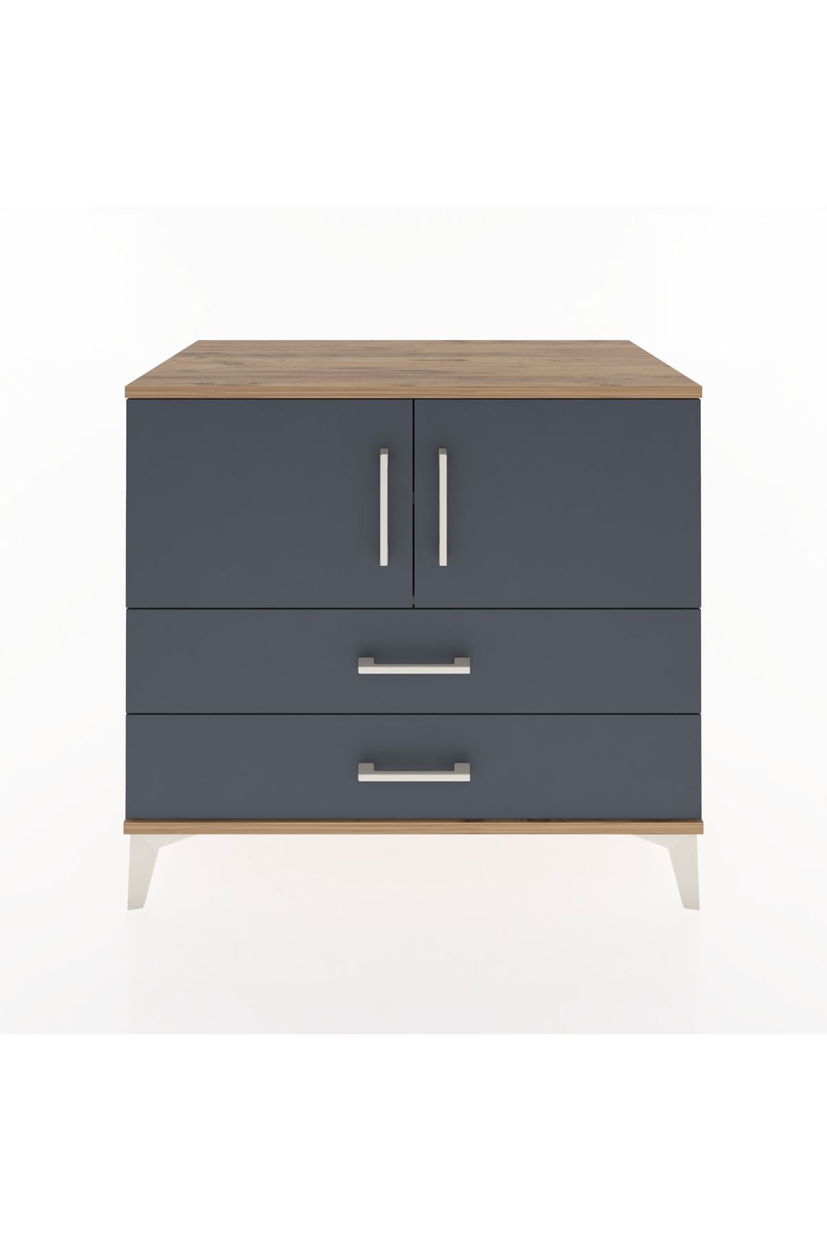 Hyperion Şifonyer 2 Raflı 2 Çekmeceli 2 Kapaklı 88x44x80 Çam-Antrasit