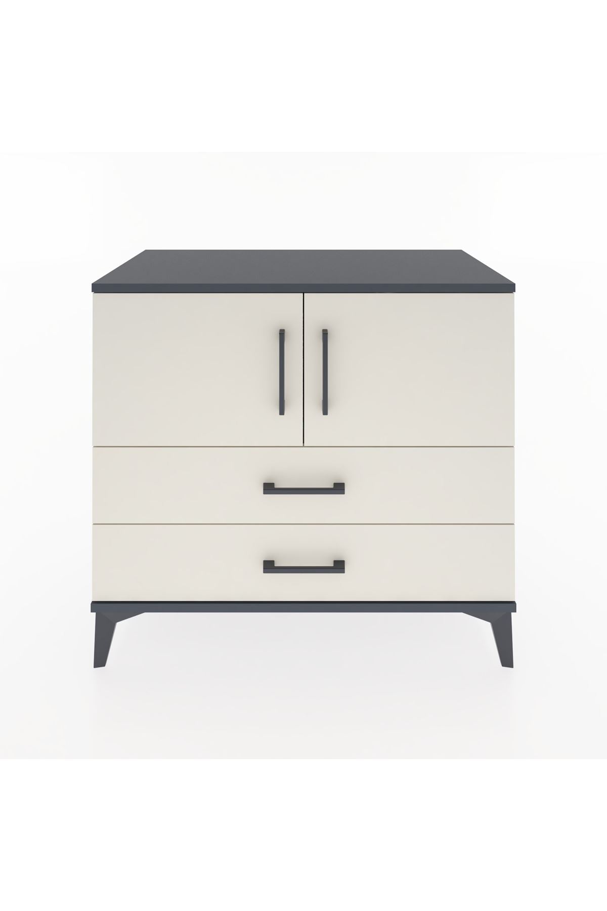 Hyperion Şifonyer Tek Raflı 2 Çekmeceli 2 Kapaklı 88x44x80 Antrasit-Aytaşı