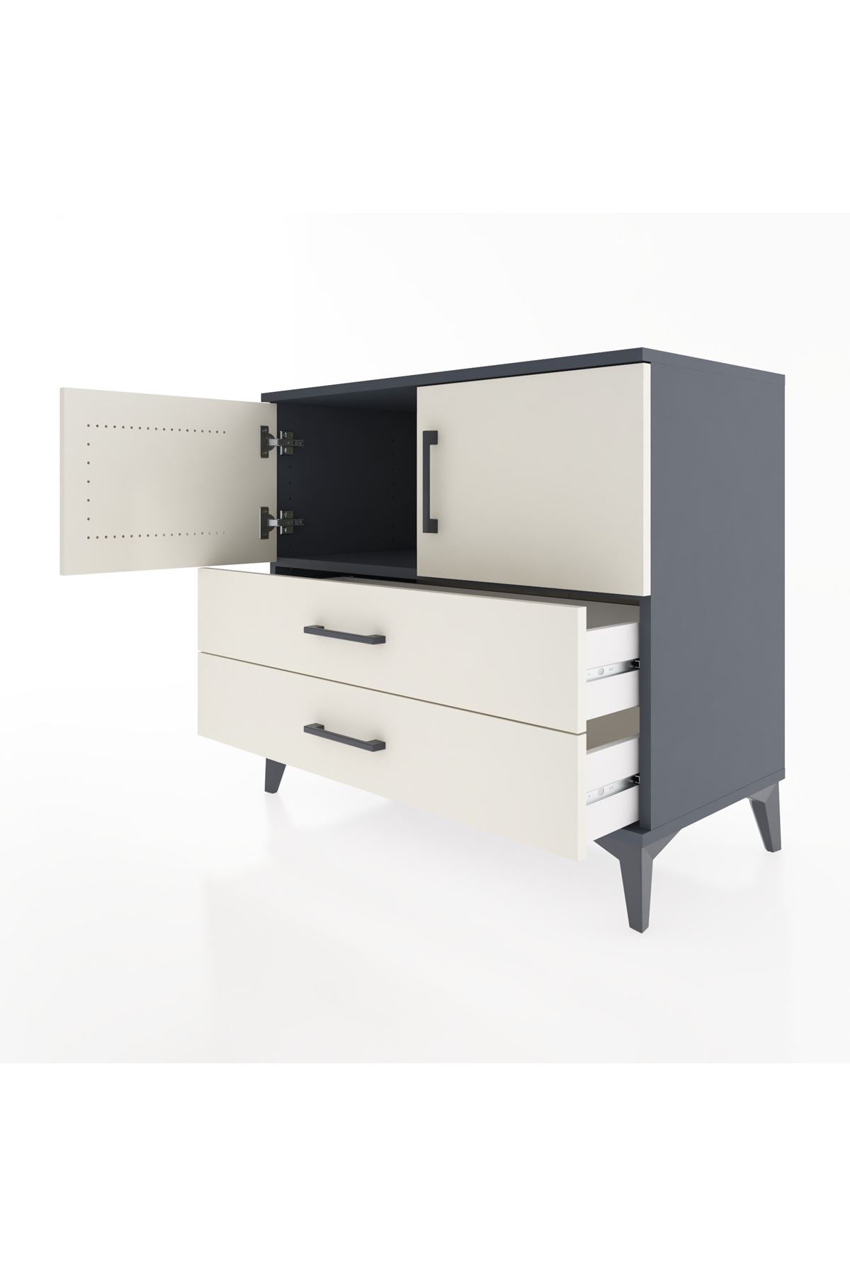 Hyperion Şifonyer Tek Raflı 2 Çekmeceli 2 Kapaklı 88x44x80 Antrasit-Aytaşı