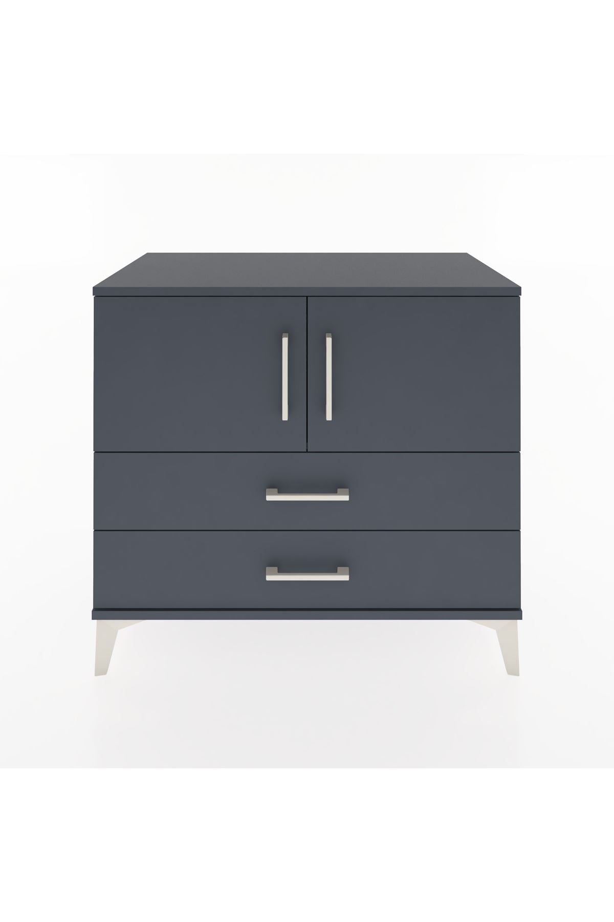 Hyperion Şifonyer Tek Raflı 2 Çekmeceli 2 Kapaklı 88x44x80 Antrasit-Antrasit