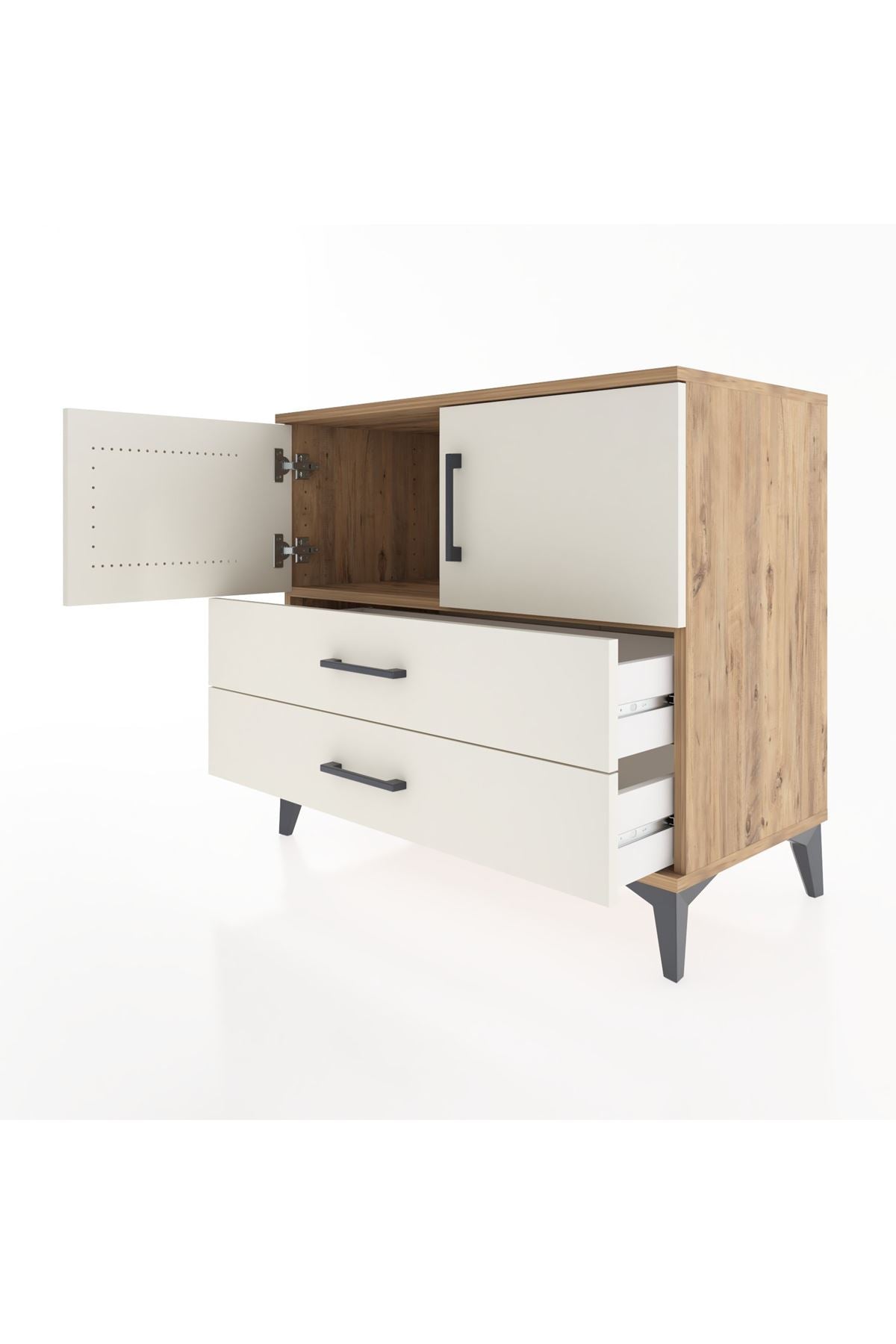 Hyperion Şifonyer Tek Raflı 2 Çekmeceli 2 Kapaklı 88x44x80 Çam-Aytaşı