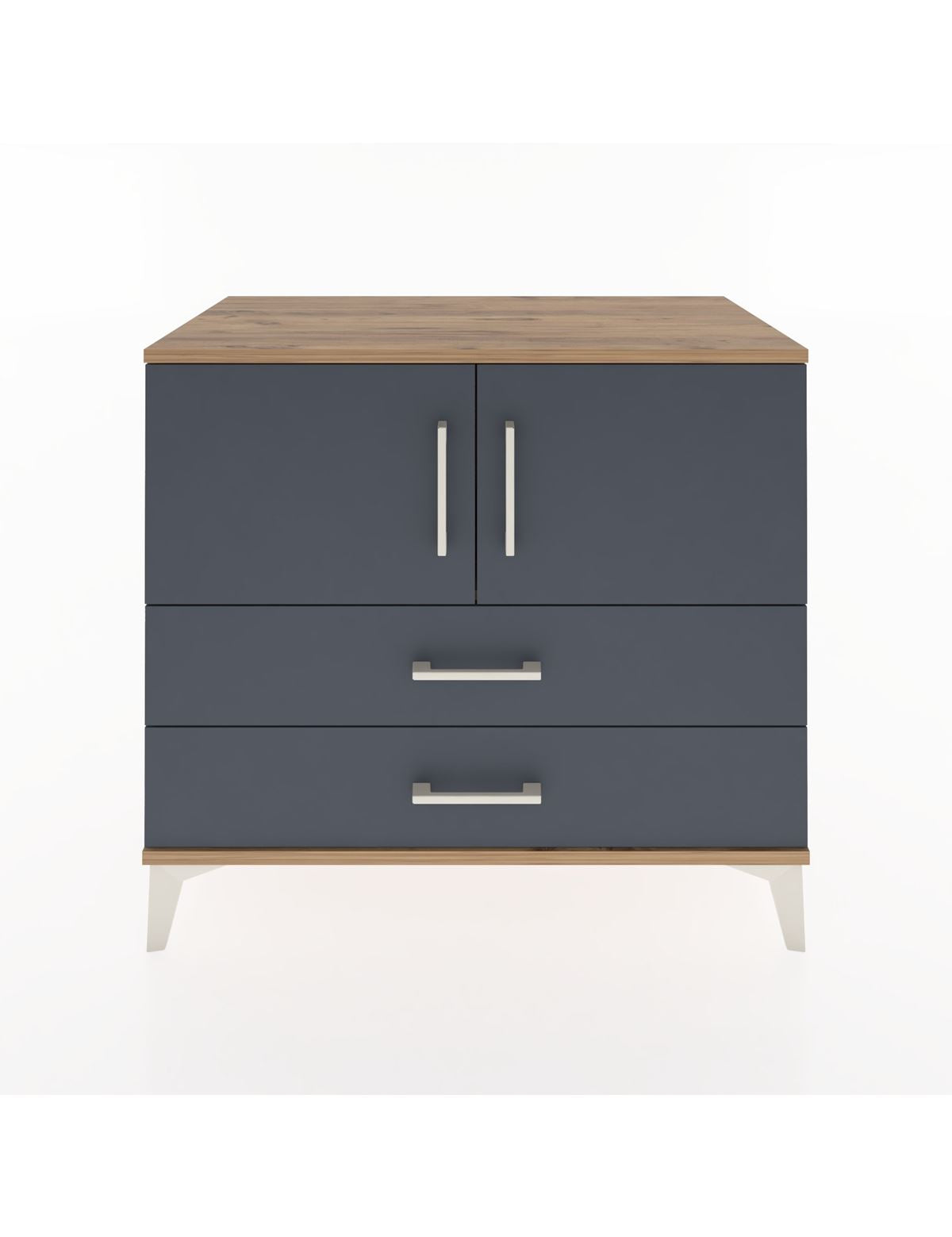 Hyperion Şifonyer Tek Raflı 2 Çekmeceli 2 Kapaklı 88x44x80 Çam-Antrasit