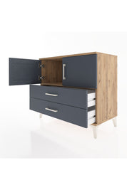 Hyperion Şifonyer Tek Raflı 2 Çekmeceli 2 Kapaklı 88x44x80 Çam-Antrasit