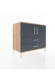 Hyperion Şifonyer Tek Raflı 2 Çekmeceli 2 Kapaklı 88x44x80 Çam-Antrasit