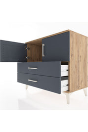 Hyperion Şifonyer Tek Raflı 2 Çekmeceli 2 Kapaklı 88x44x80 Çam-Antrasit
