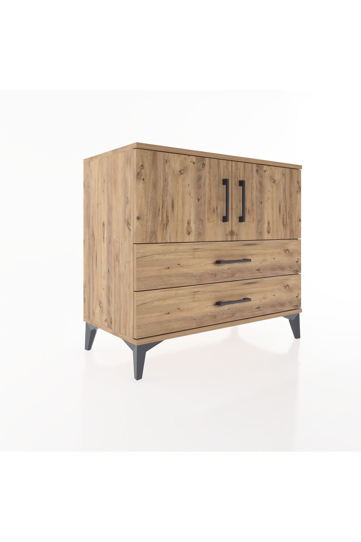 Hyperion Şifonyer Tek Raflı 2 Çekmeceli 2 Kapaklı 88x44x80 Çam-Çam