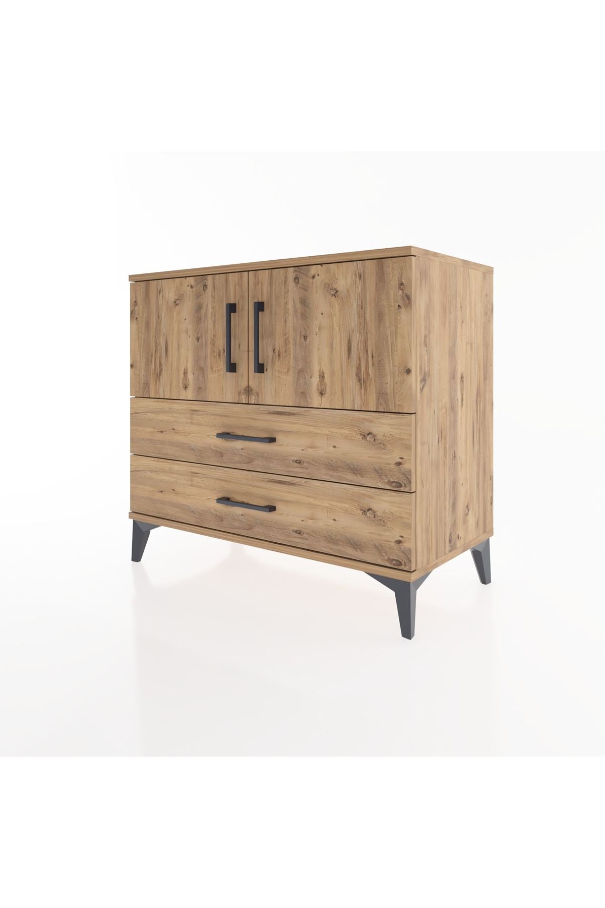 Hyperion Şifonyer Tek Raflı 2 Çekmeceli 2 Kapaklı 88x44x80 Çam-Çam