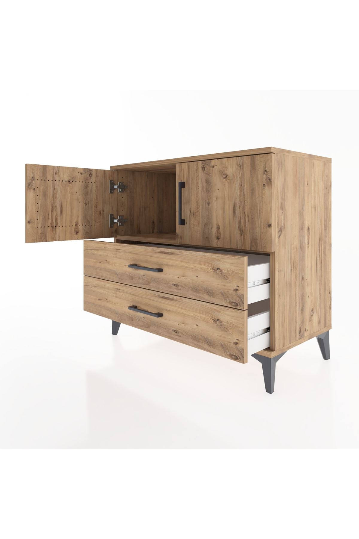 Hyperion Şifonyer Tek Raflı 2 Çekmeceli 2 Kapaklı 88x44x80 Çam-Çam