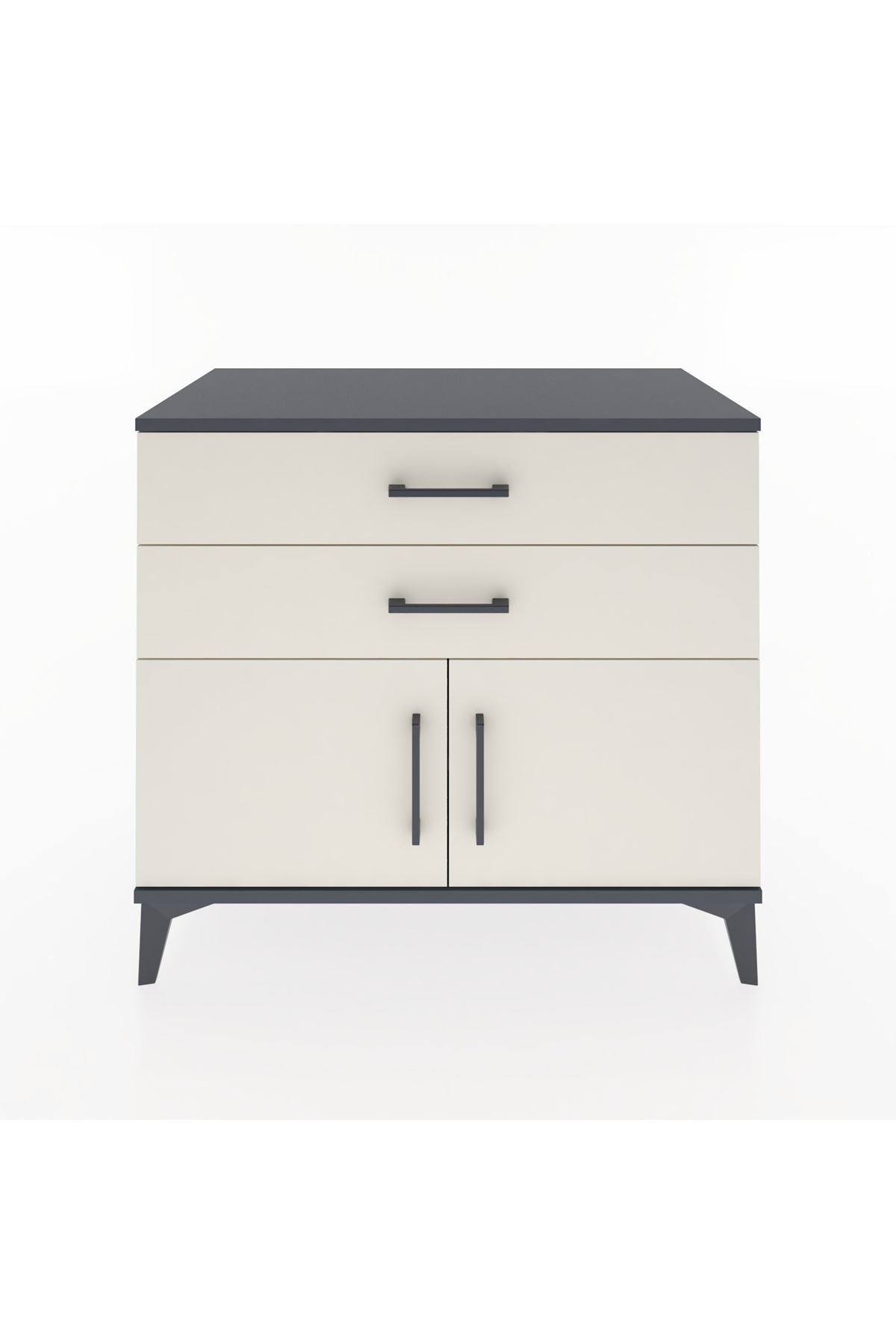 Hyperion Şifonyer Tek Raflı 2 Çekmeceli 2 Kapaklı 88x44x80 Antrasit-Aytaşı