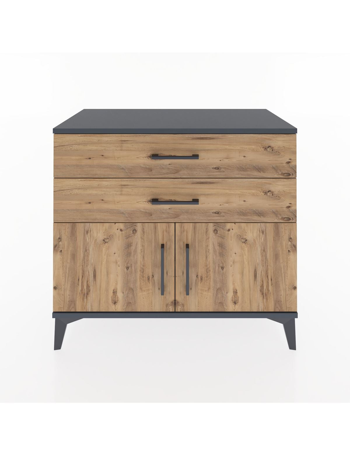 Hyperion Şifonyer Tek Raflı 2 Çekmeceli 2 Kapaklı 88x44x80 Antrasit-Çam