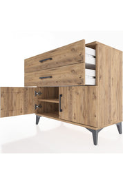 Hyperion Şifonyer Tek Raflı 2 Çekmeceli 2 Kapaklı 88x44x80 Çam-Çam