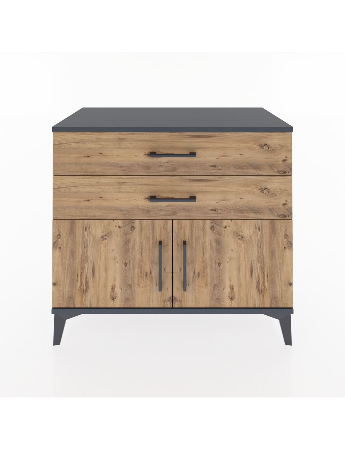 Hyperion Şifonyer 2 Çekmeceli 2 Kapaklı 88x44x80 Antrasit-Çam