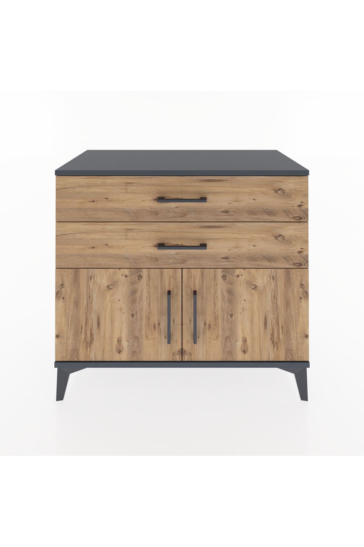 Hyperion Şifonyer 2 Çekmeceli 2 Kapaklı 88x44x80 Antrasit-Çam