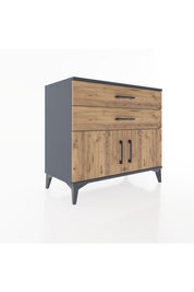 Hyperion Şifonyer 2 Çekmeceli 2 Kapaklı 88x44x80 Antrasit-Çam