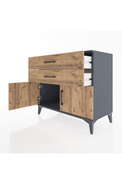 Hyperion Şifonyer 2 Çekmeceli 2 Kapaklı 88x44x80 Antrasit-Çam