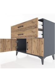 Hyperion Şifonyer 2 Çekmeceli 2 Kapaklı 88x44x80 Antrasit-Çam