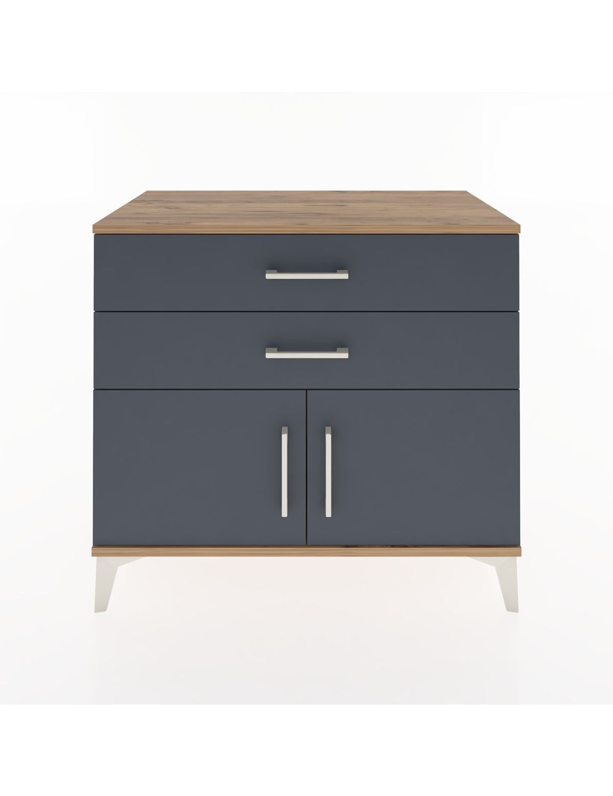 Hyperion Şifonyer 2 Çekmeceli 2 Kapaklı 88x44x80 Çam-Antrasit