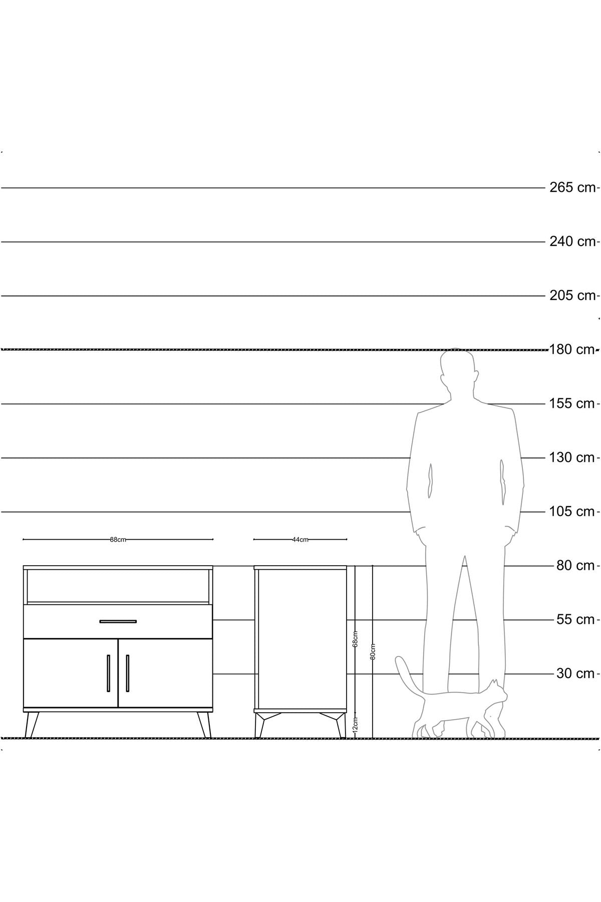 Hyperion Şifonyer 2 Raflı Tek Çekmeceli 2 Kapaklı 88x44x80 Aytaşı-Çam