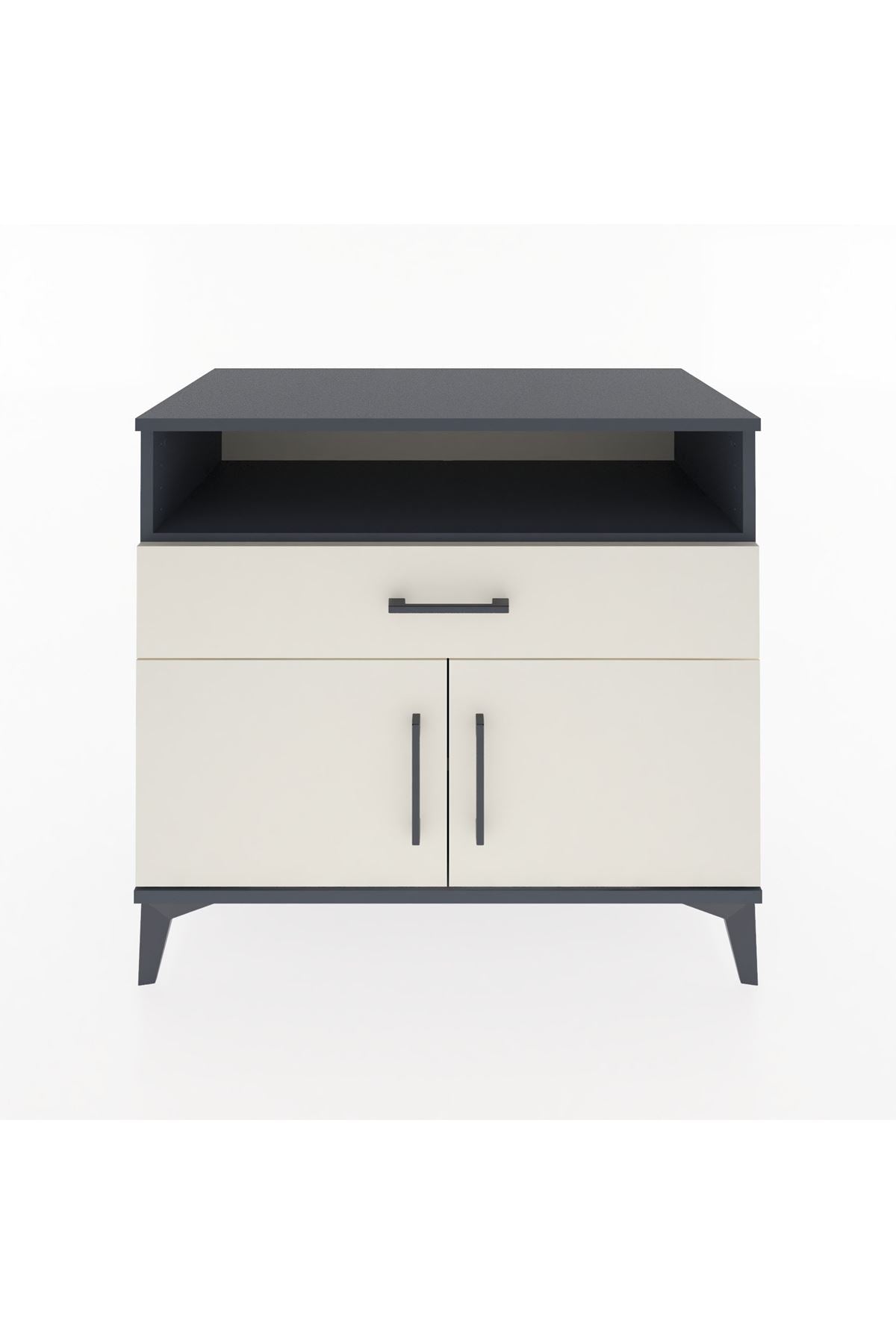 Hyperion Şifonyer 2 Raflı Tek Çekmeceli 2 Kapaklı 88x44x80 Antrasit-Aytaşı