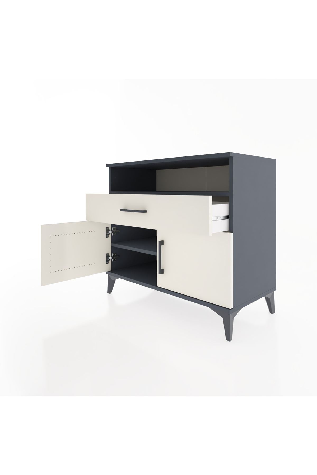 Hyperion Şifonyer 2 Raflı Tek Çekmeceli 2 Kapaklı 88x44x80 Antrasit-Aytaşı