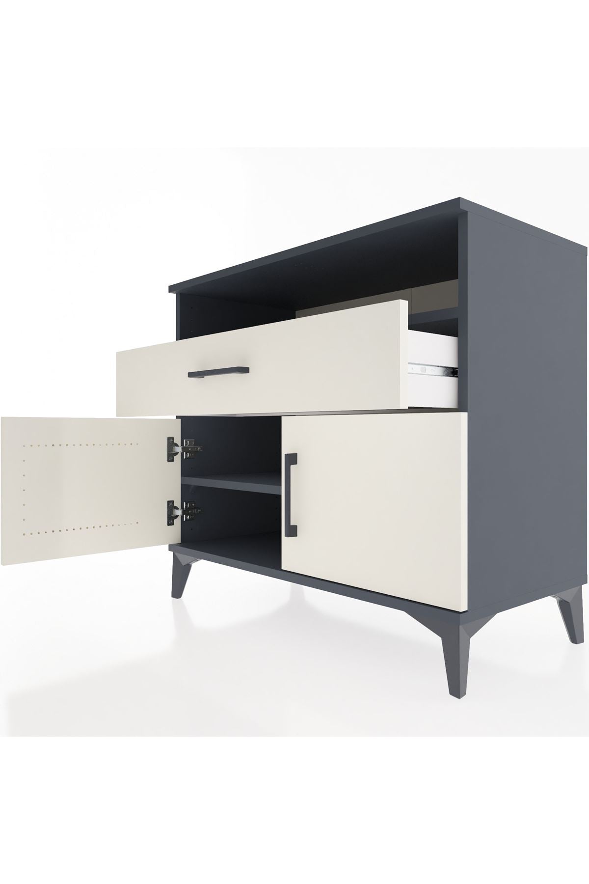 Hyperion Şifonyer 2 Raflı Tek Çekmeceli 2 Kapaklı 88x44x80 Antrasit-Aytaşı