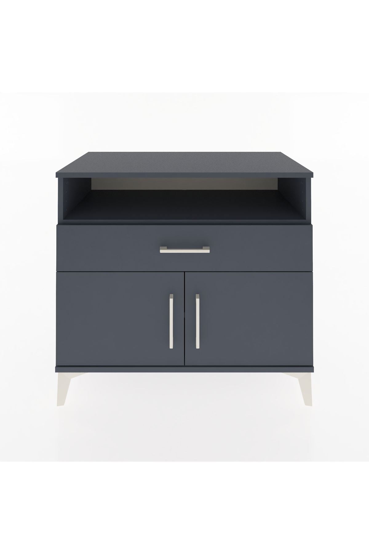 Hyperion Şifonyer 2 Raflı Tek Çekmeceli 2 Kapaklı 88x44x80 Antrasit-Antrasit