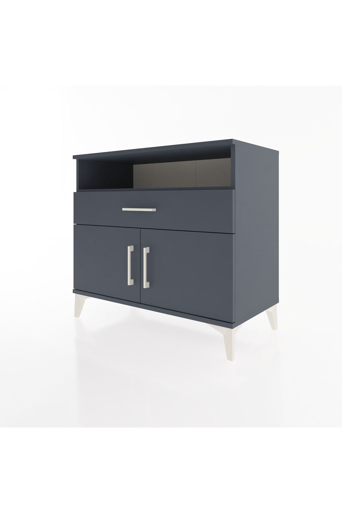 Hyperion Şifonyer 2 Raflı Tek Çekmeceli 2 Kapaklı 88x44x80 Antrasit-Antrasit