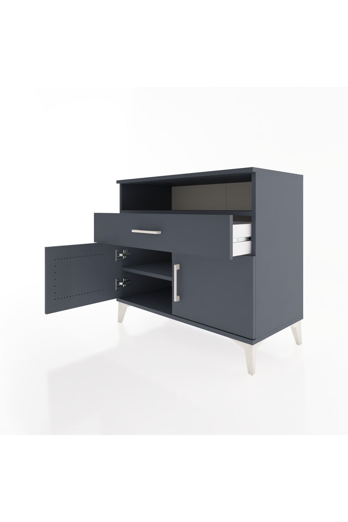 Hyperion Şifonyer 2 Raflı Tek Çekmeceli 2 Kapaklı 88x44x80 Antrasit-Antrasit