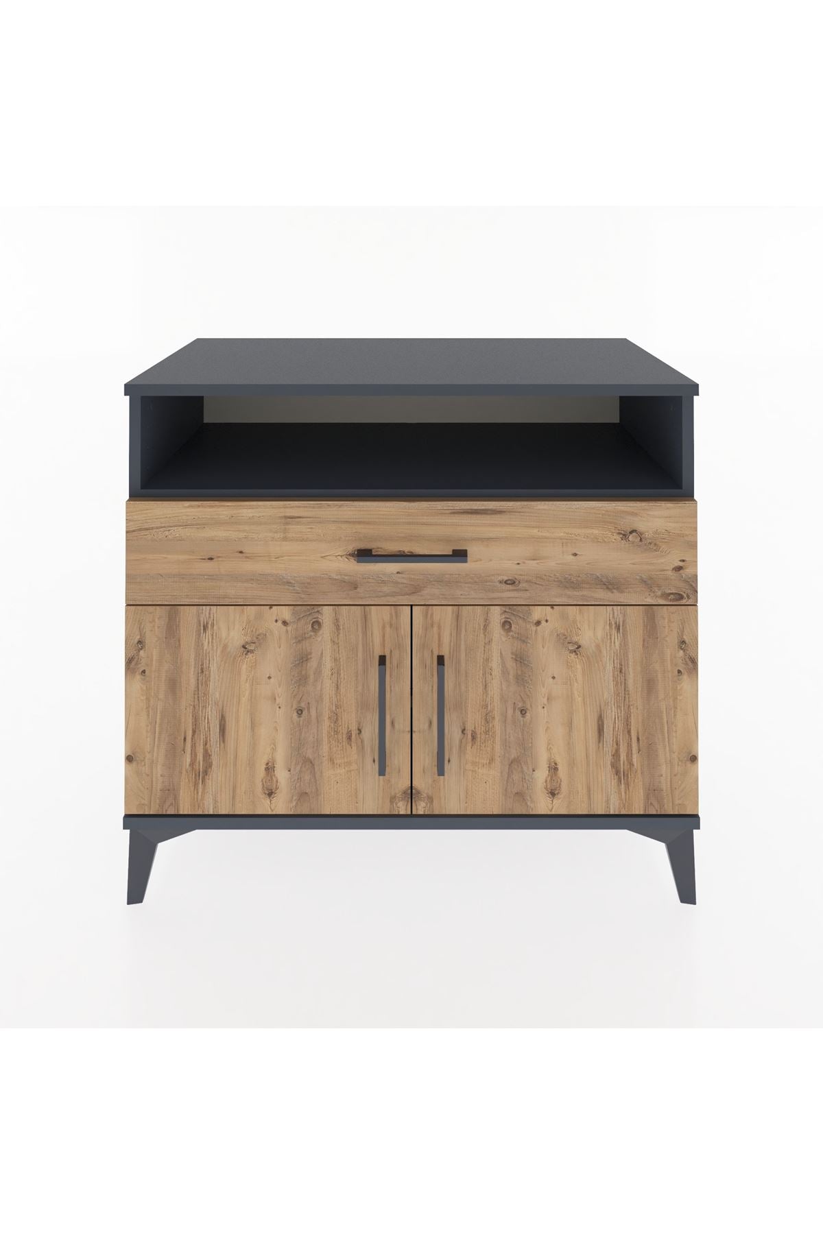 Hyperion Şifonyer 2 Raflı Tek Çekmeceli 2 Kapaklı 88x44x80 Antrasit-Çam