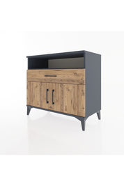 Hyperion Şifonyer 2 Raflı Tek Çekmeceli 2 Kapaklı 88x44x80 Antrasit-Çam