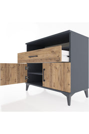 Hyperion Şifonyer 2 Raflı Tek Çekmeceli 2 Kapaklı 88x44x80 Antrasit-Çam