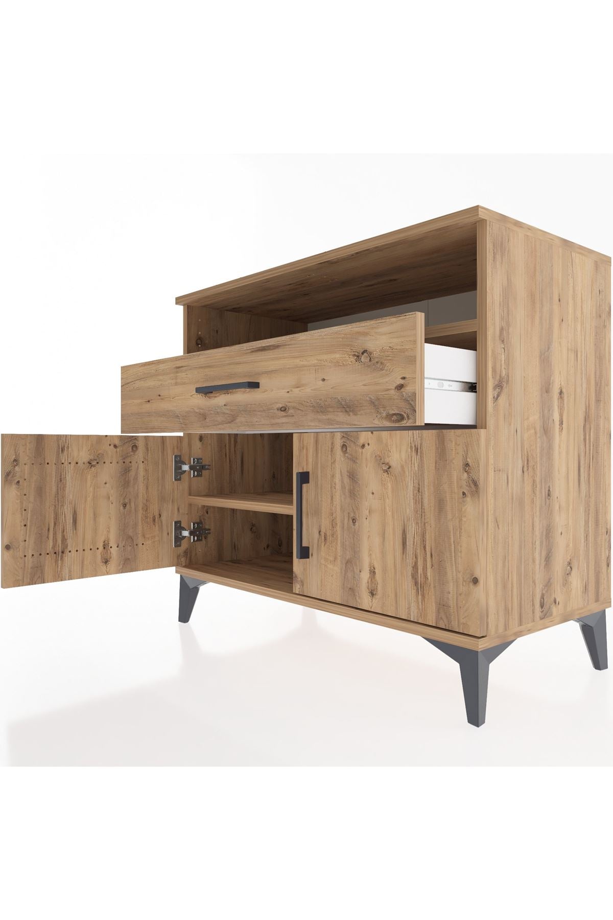 Hyperion Şifonyer 2 Raflı Tek Çekmeceli 2 Kapaklı 88x44x80 Çam-Çam