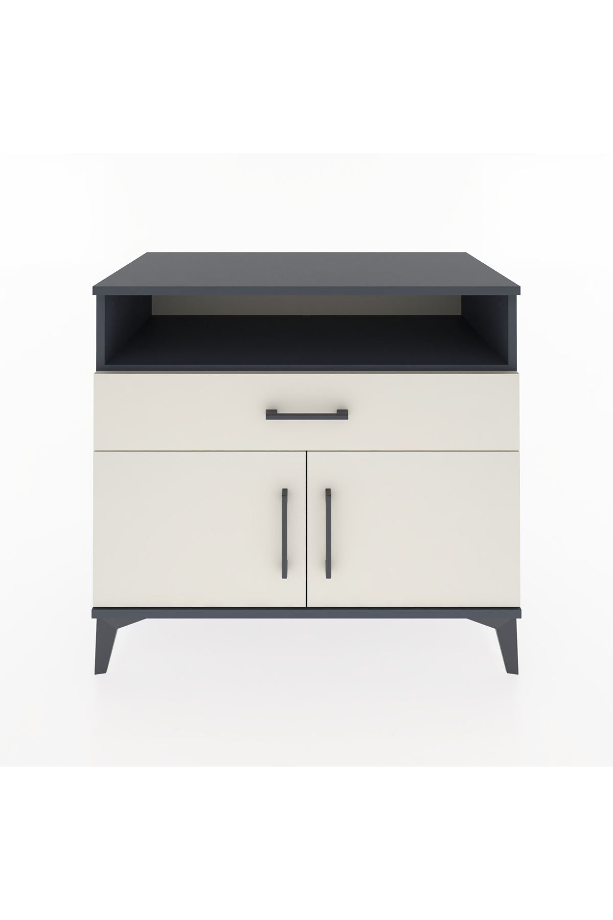 Hyperion Şifonyer Tek Raflı Tek Çekmeceli 2 Kapaklı 88x44x80 Antrasit-Aytaşı