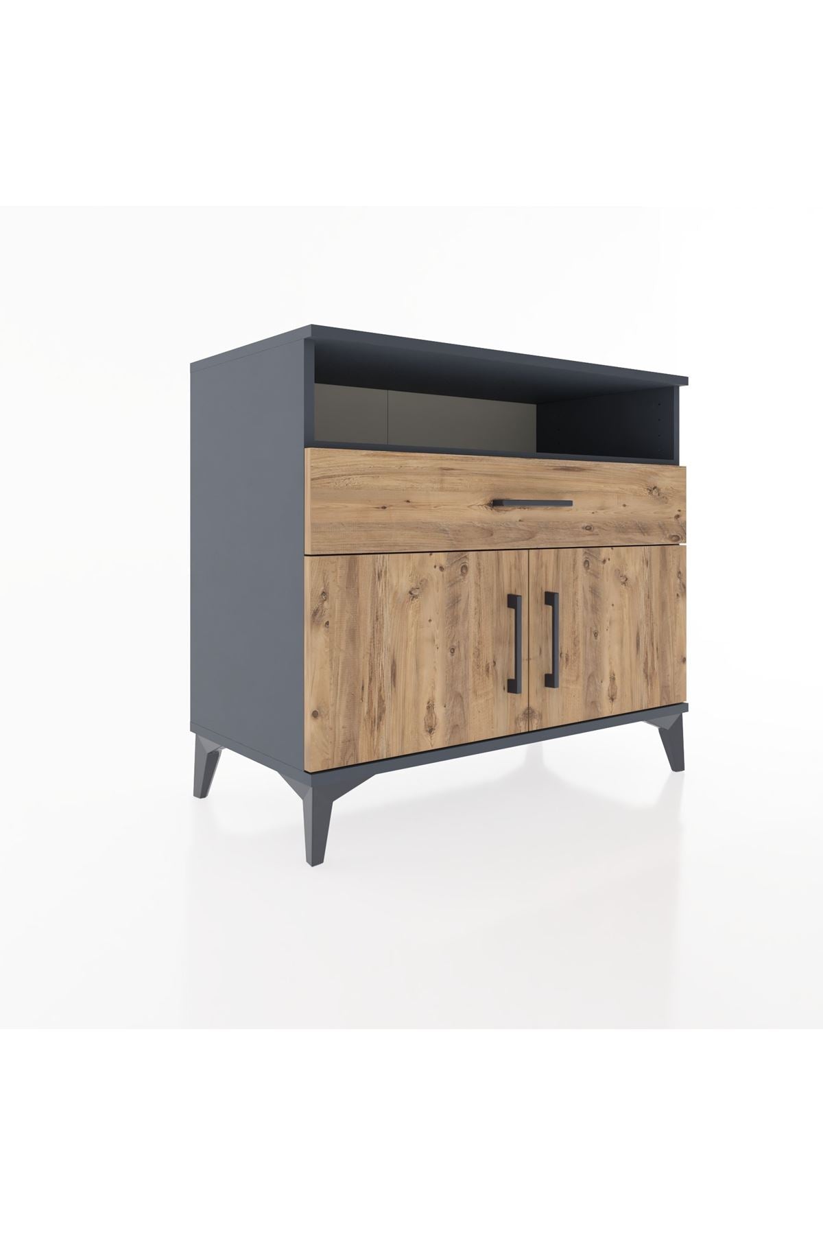 Hyperion Şifonyer Tek Raflı Tek Çekmeceli 2 Kapaklı 88x44x80 Antrasit-Çam