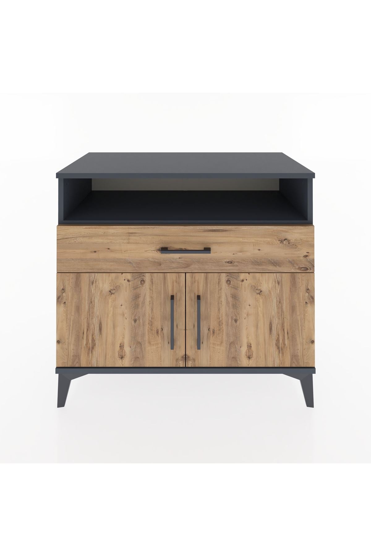 Hyperion Şifonyer Tek Raflı Tek Çekmeceli 2 Kapaklı 88x44x80 Antrasit-Çam