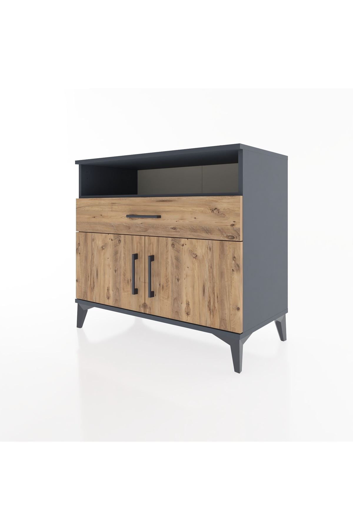 Hyperion Şifonyer Tek Raflı Tek Çekmeceli 2 Kapaklı 88x44x80 Antrasit-Çam