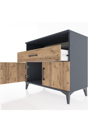 Hyperion Şifonyer Tek Raflı Tek Çekmeceli 2 Kapaklı 88x44x80 Antrasit-Çam