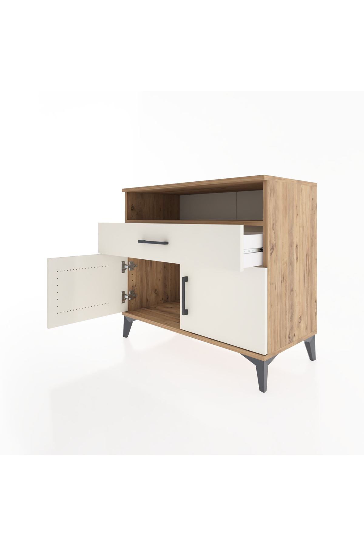 Hyperion Şifonyer Tek Raflı Tek Çekmeceli 2 Kapaklı 88x44x80 Çam-Aytaşı