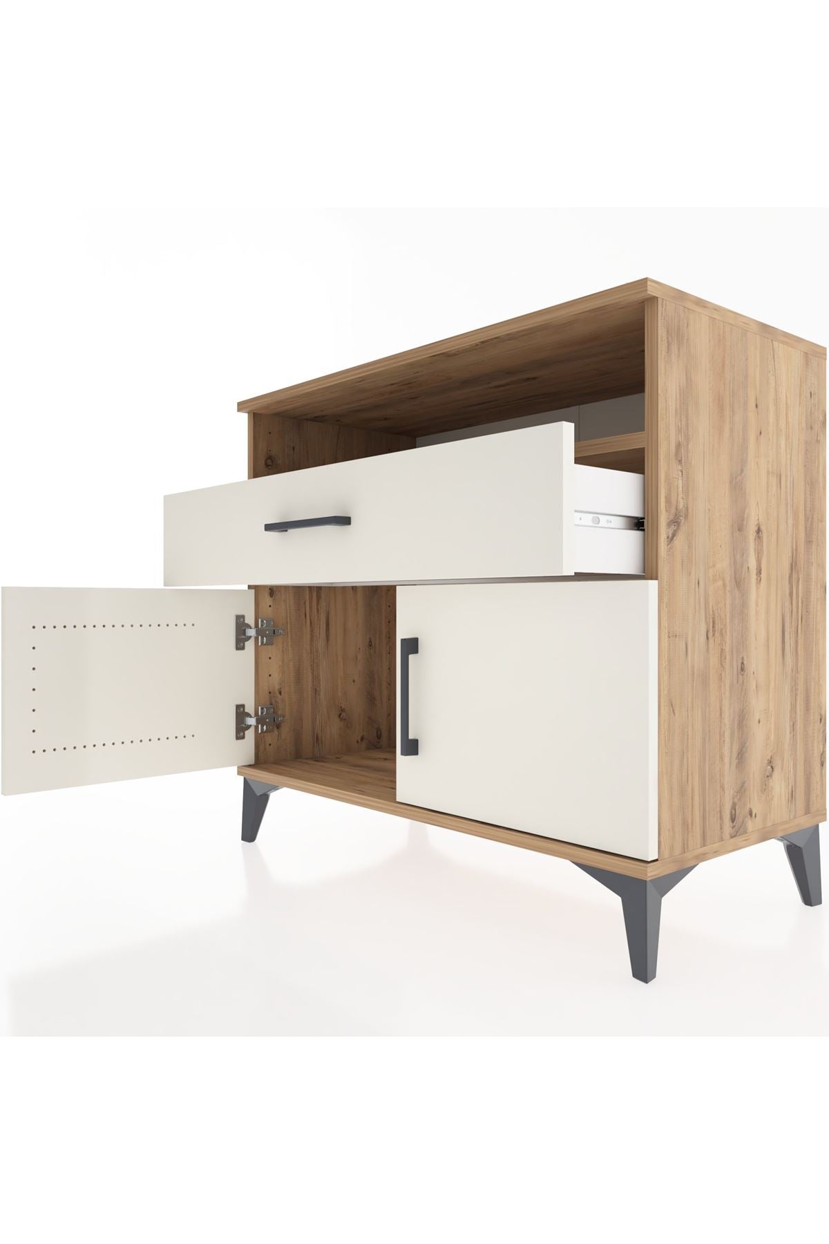 Hyperion Şifonyer Tek Raflı Tek Çekmeceli 2 Kapaklı 88x44x80 Çam-Aytaşı